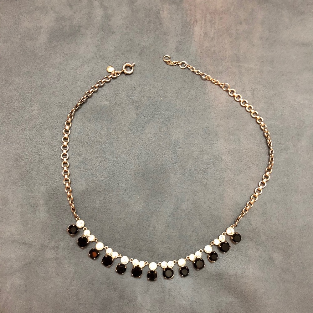 J. Crew Black Clear Crystals Rhinestones Necklace